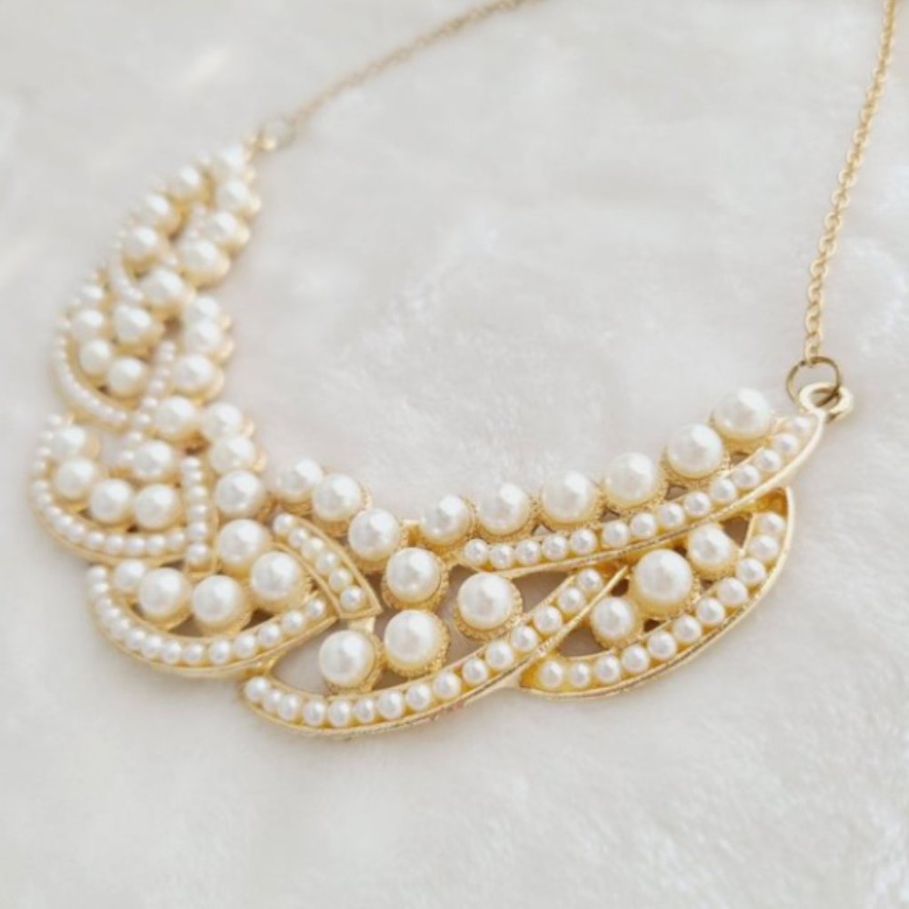 Pearl Bib Necklace, Bridal Necklace